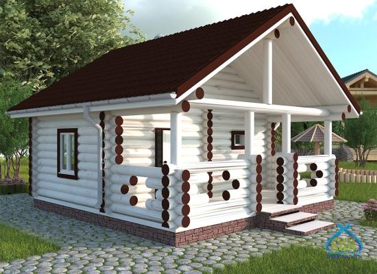 Баня 4х6 с верандой 2х6 (Бревно)