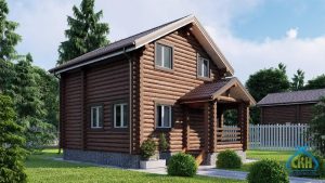 Баня из бревна 6×6 двухэтажная с террасой, под ключ в Нижнем Новгороде, фото 1