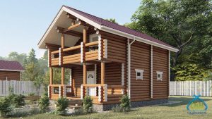 Баня-дом из бревна 6×8 с балконом, под ключ в Нижнем Новгороде, фото 1