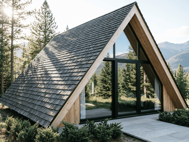 Дом a-frame с панорамными окнами