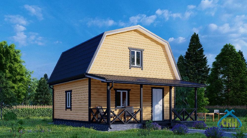 Каркасная баня-дом 6×6 двухэтажная с террасой, под ключ в Нижнем Новгороде, фото 1