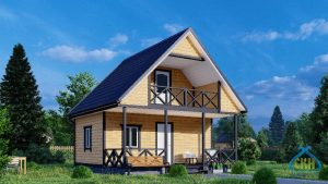 Каркасная баня 6×6 с мансардой и балконом, под ключ в Нижнем Новгороде, фото 1