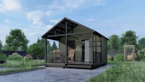 Каркасная модульная баня 4х4 с комнатой отдыха и террасой под ключ в Нижнем Новгороде, фото
