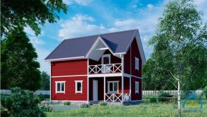 Каркасный дом 6х8 двухэтажный с балконом, под ключ в Нижнем Новгороде, фото 1